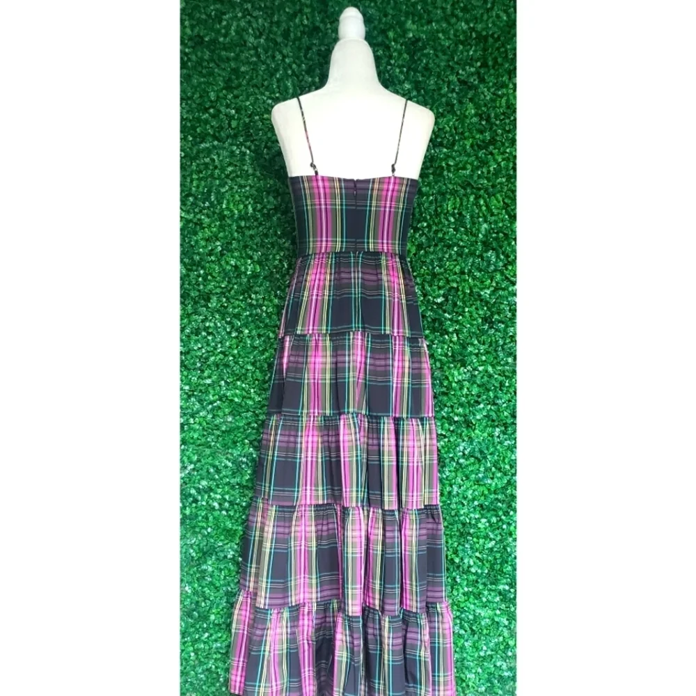 68. J.Crew Tiered taffeta maxi dress in pink Stewart tartan